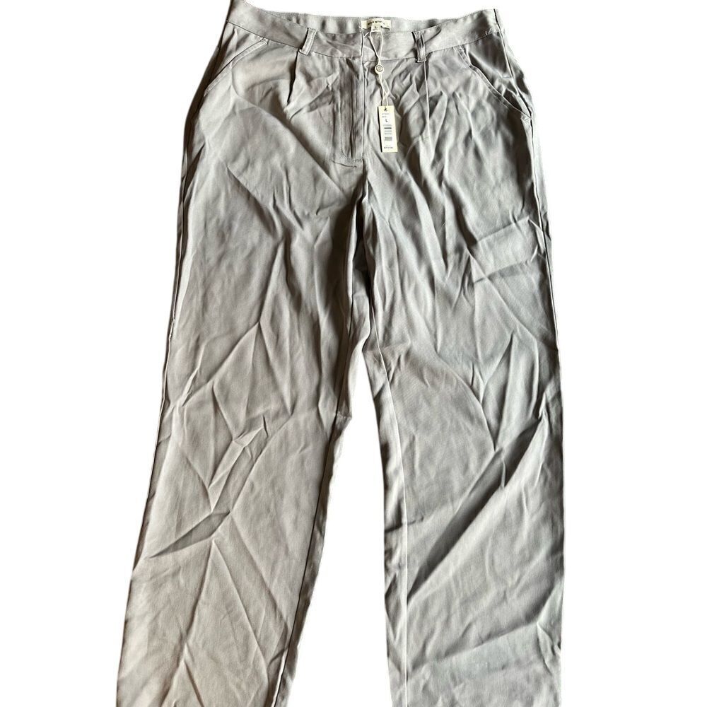 NWT Gray Max Studio Women's Straight Leg Pant with Zipper Size L F43